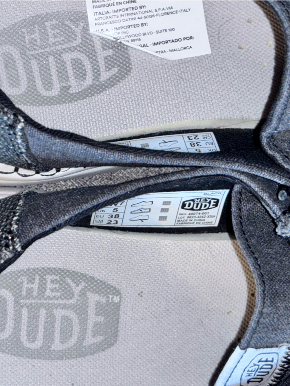 HEY DUDE Wendy Rise Women’s Shoes Sz 7 Running Black Slip On Round Toe Sneakers - Picture 7 of 8